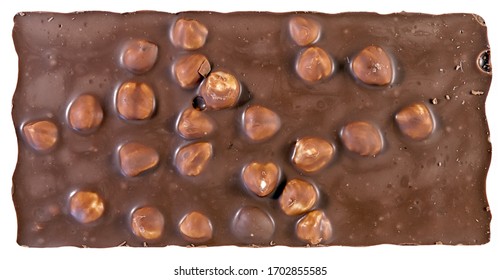 The Reverse Side Of The Chocolate Bar With Whole Hazelnuts