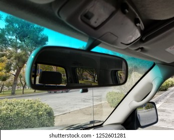 Review Mirror Of Truck At A Park