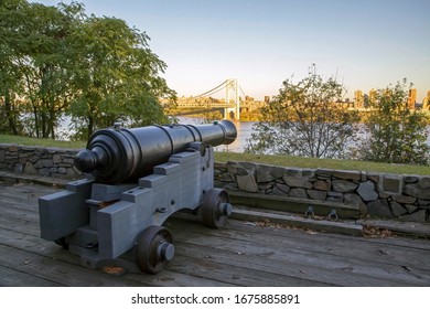 Revolutionary War Cannon In Fort Lee Historic Park New Jersey. 