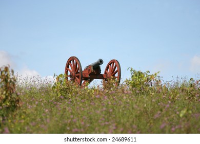 Revolutionary War Cannon On Hillside