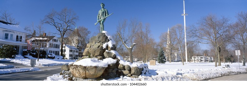 Revolutionary War Memorial In Winter, Lexington, Massachusetts