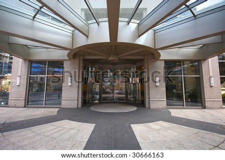 revolving door and awning
