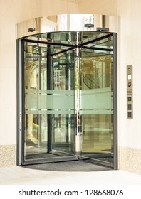 Revolving Doors At An Office Building