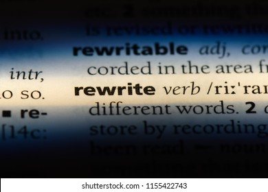 rewrite word in a dictionary. rewrite concept.