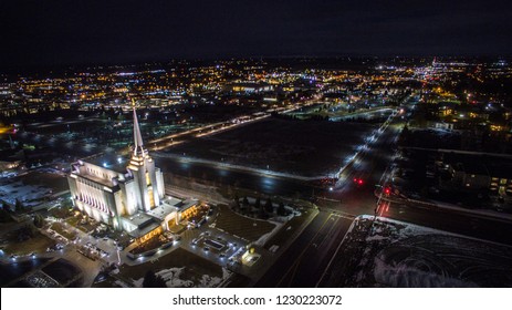 Rexburg Idaho Temple Cityscape