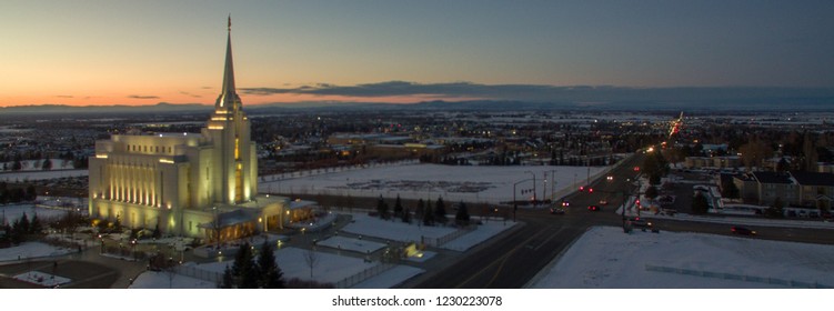 Rexburg Idaho Temple Cityscape