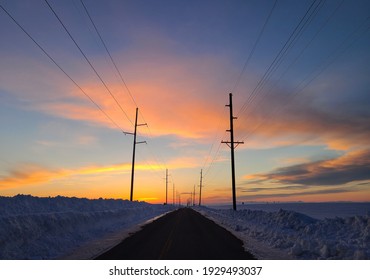 Rexburg, Idaho Winter Road Sunset