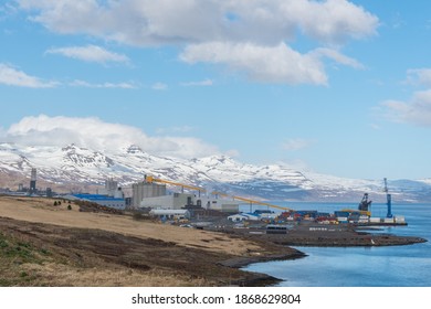 Reydarfjordur Iceland - May 21. 2020: The Alcoa Aluminium Plant Of Reydarfjordur In East Iceland