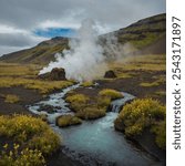 Reykjadalur Valley, located in Iceland’s southwest near the town of Hveragerði, is renowned for its stunning natural beauty and geothermal activity. Known as the "Steam Valley," the area features hot 