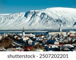 Reykjavik, capital city of Iceland, at winter.