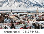 Reykjavik, capital city of Iceland at winter