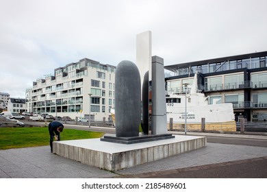 Reykjavik, Reykjavík, Iceland: 24JUL2022: EVE Online Monument. Computer Game Statue In Reykjavik In Summer.