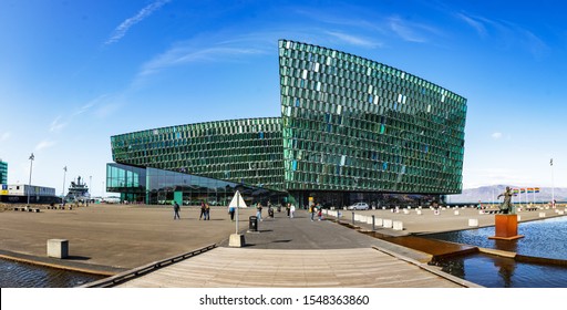 Reykjavik, Iceland - August 08, 2019: The Harpa Concert And Conference Center Hall, Located In The Center Of Reykjavik, Iceland.