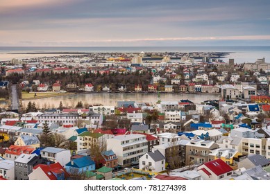 Reykjavik, Iceland. December 2017. Scenic view of Reykjavik downtown, capital city of Iceland from the tower of Hallgrimskirkja church. - Shutterstock ID 781274398