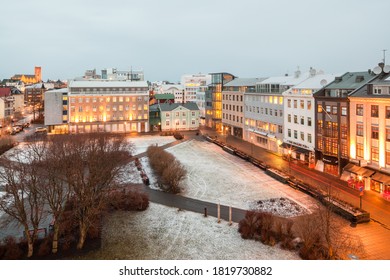 Reykjavik, Iceland - February 29, 2012: The Public Square Known As Austurvöllur In Reykjavik, Iceland