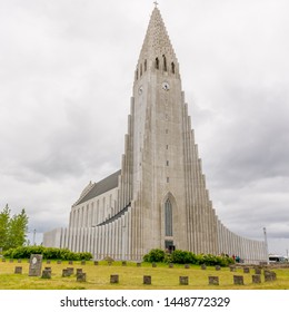 Reykjavik, Iceland, July 2019: Hallgrimskirkja Or Church Of Hallgrimur, Lutheran Parish Church, By State Architect Guðjón Samúelsson. Tallest Building In Iceland