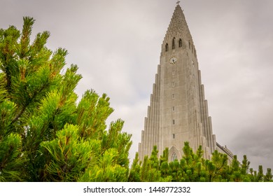 Reykjavik, Iceland, July 2019: Hallgrimskirkja Or Church Of Hallgrimur, Lutheran Parish Church, By State Architect Guðjón Samúelsson. Tallest Building In Iceland