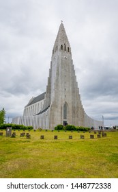 Reykjavik, Iceland, July 2019: Hallgrimskirkja Or Church Of Hallgrimur, Lutheran Parish Church, By State Architect Guðjón Samúelsson. Tallest Building In Iceland