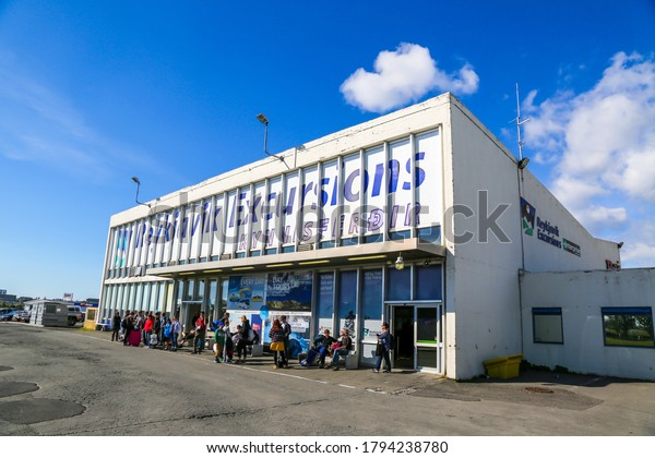 REYKJAVIK, ICELAND - JULY 5, 2016: Reykjavik\
Excursions Bus terminal. Reykjavik Terminal is one of capital\'s\
main tourist transportation\
hubs