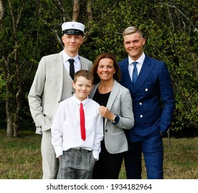 Reykjavik, Iceland, June 30, 2020: Graduation Photo Of A Young And Beautiful Family