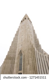 Reykjavik/Iceland-April 21,2018: Exterior View Of The Evangelical Lutheran Church Or Hallgrímskirkja Designed By Guðjón Samúelsson In Reykjavik.