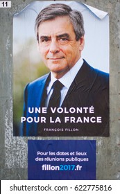 REYRIEUX, FRANCE - APRIL 15, 2017 : François Fillon Official Campaign Posters For The 2017 French Presidential Election.