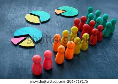 RFM Recency, Frequency Monetary segmentation concept. Charts and small figures.