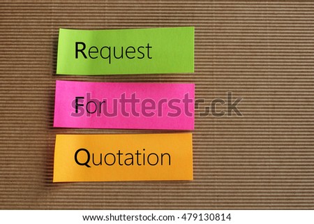 RFQ (Request For Quotation) acronym on colorful sticky notes