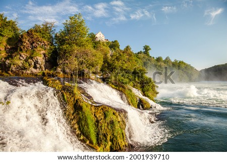 Rheinefall Landscape one of the largest waterfalls in Europe in Schaffhausen Swiss Country 