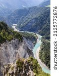The Rhine Canyon in the Valley of Trin from the viewpoint Il Spir, Switzerland