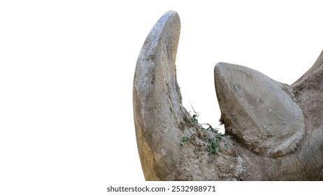 Rhino Horn Isolated with Copy Text Space. Majestic Wildlife Element for Conservation Posters, Educational Designs, and Nature-Themed Art. PNG File