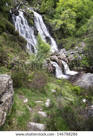 Rhiwargor Falls in Snowdonia National Park in North Wales