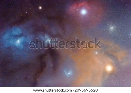 Rho Ophiuchi cloud complex, Antares Alniyat star and M4 globular cluster