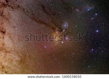 Rho Ophiuchi Cloud Complex, also knows as Scorpion Heart, with the Milky Way at the left side of the image. This is one of the most colorful objects in the night sky.