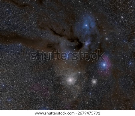 The Rho Ophiuchi complex, a multi-star, diffuse nebulae complex   of the fifth magnitude in the constellation Ophiuchus. It is the closest star forming region to Earth.