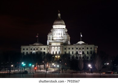 Rhode Island State Capitol Building At Night