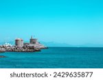 Rhodes, Greece harbour coastline view