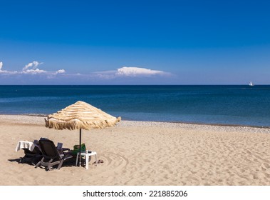 Rhodes Greece Umbrellas On The Beach