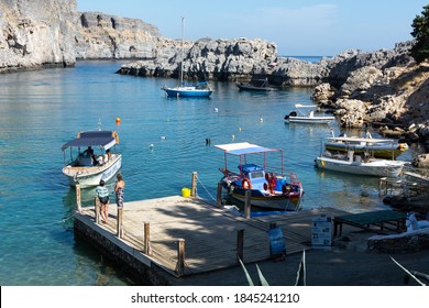 Rhodes island, Greece 25-oct-2020: Saint Pauls Bay near Lindos village