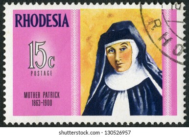 RHODESIA - CIRCA 1970: A stamp in Rhodesia shows Mother Patrick (1863-1900), Dominican nurse and teacher, series Famous Rhodesians, circa 1970