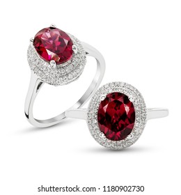 Rhodolite Garnet Diamond Ring Halo Group Jewelry