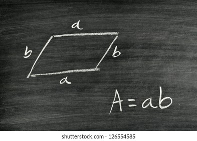 Rhomboid area formula written on blackboard - Powered by Shutterstock