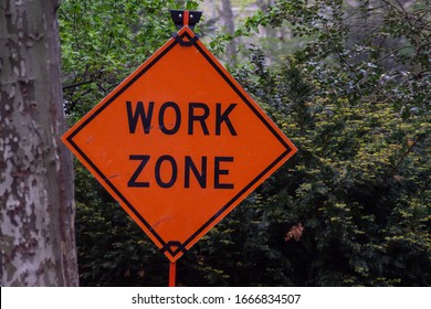 Rhombus Orange Work Zone Sign.