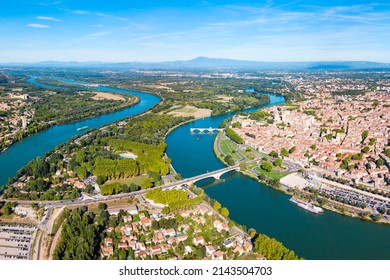 Rhone river aerial panoramic view in Avignon. Avignon is a city on the Rhone river in southern France. - Powered by Shutterstock