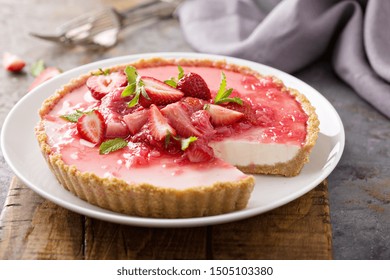 Rhubarb And Strawberry Tart With Graham Cracker Base