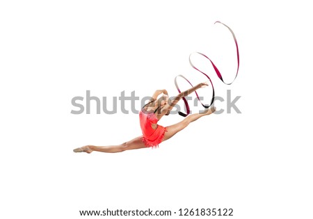 Rhythmic gymnast isolated on  white