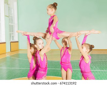 Rhythmic Gymnasts Carrying Out Their Routine Stock Photo 674113192 ...