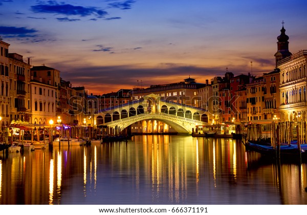 Rialto Bridge Grand Canal Sunrise Venice Stock Photo Edit Now