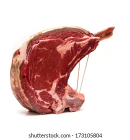 Rib Of Beef Joint Isolated On A White Studio Background.