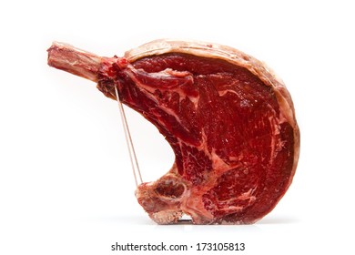 Rib Of Beef Joint Isolated On A White Studio Background.